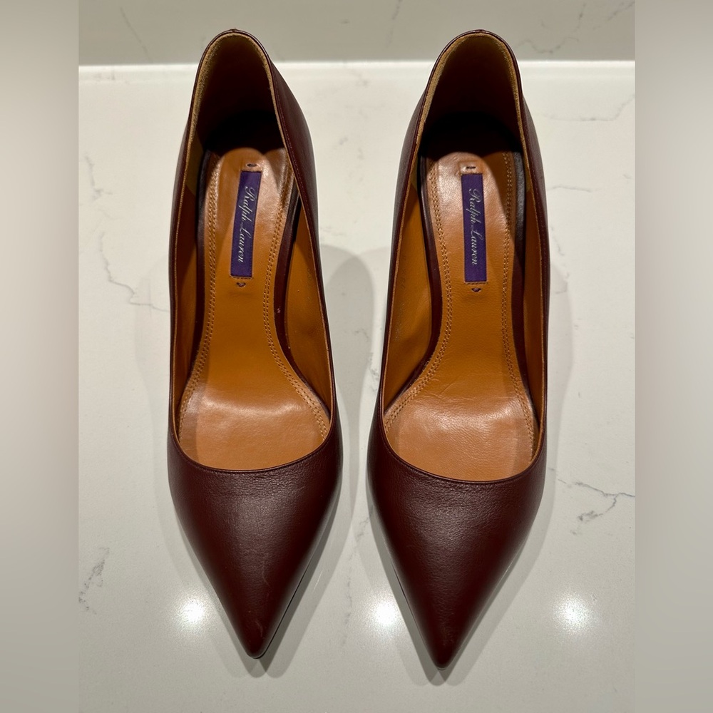 Ralph Lauren Purple Label Burgundy Leather Heels - size 8.5 / 38.5B
